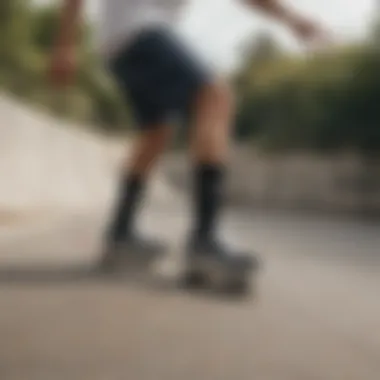 Skateboarding in Vans Short Socks Skateboarder wearing Vans short socks during a session