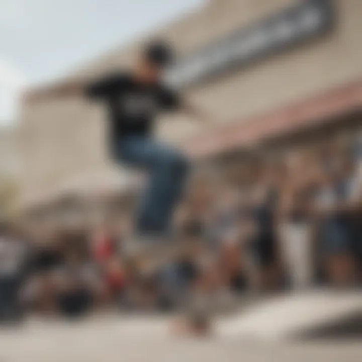 A local skater participating in a community event organized by the Vans store.