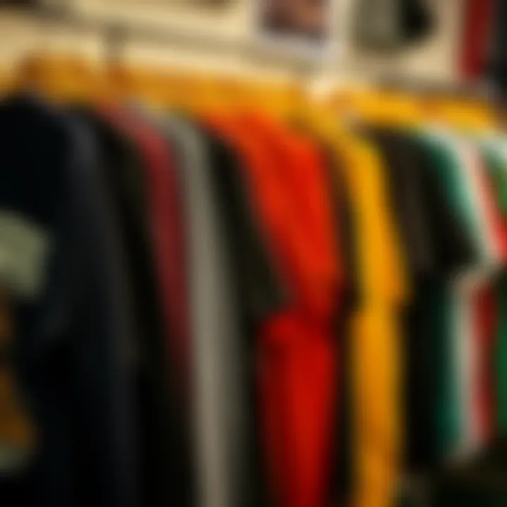 Variety of Vans Long Sleeve T-Shirt Styles Diverse styles of Vans long sleeve t-shirts hanging on a rack