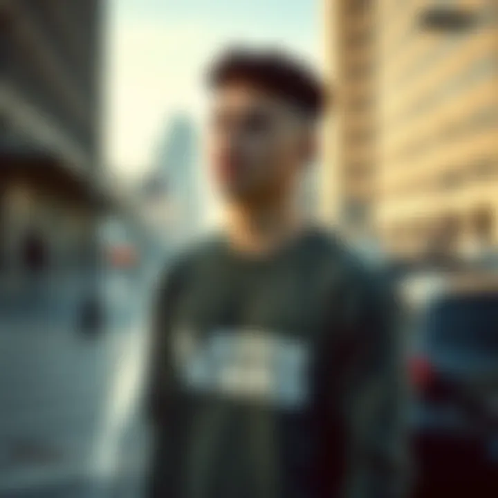 Vans Long Sleeve T-Shirt in Urban Environment Individual wearing a Vans long sleeve t-shirt in an urban setting