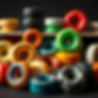 Diverse Skateboard Wheel Options Selection of skateboard wheels in various sizes and colors