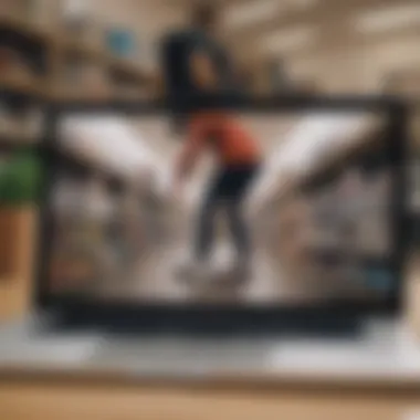 A person browsing an online skateboard store on a laptop