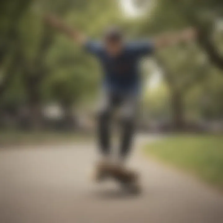 A skateboarder performing tricks in a local park