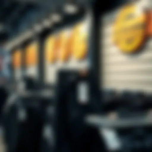 Showcase of black Dickies pants on display