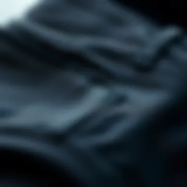 Fabric and Stitching Details of Black Dickies Pants Close-up of fabric and stitching on black Dickies pants