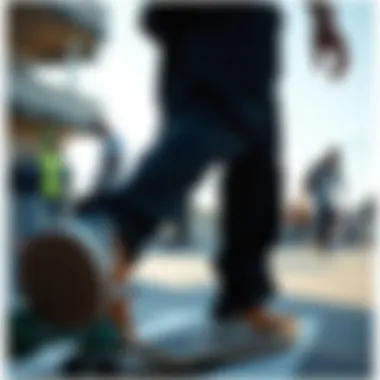 Skate Culture with Black Dickies Pants Skateboarding enthusiast wearing black Dickies pants