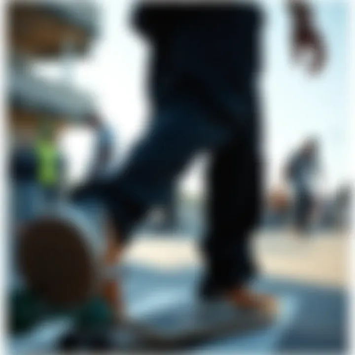 Skate Culture with Black Dickies Pants Skateboarding enthusiast wearing black Dickies pants