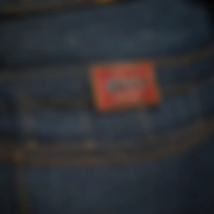 A close-up view showcasing the quality stitching of Dickies jeans