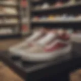 Diverse selection of Vans Old Skool shoes displayed in a retail store.