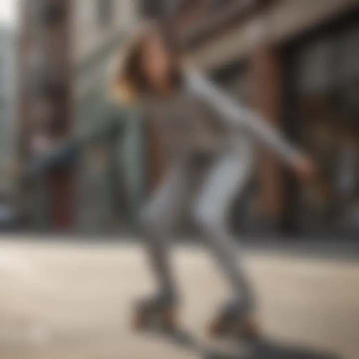 Skater performing tricks while wearing the joggers in an urban environment.