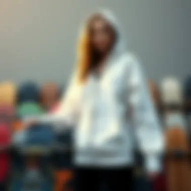 A collection of skateboards alongside the hoodie, highlighting the culture