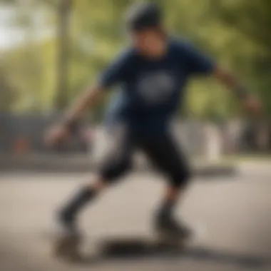 Skateboarder demonstrating proper technique with a wrist brace