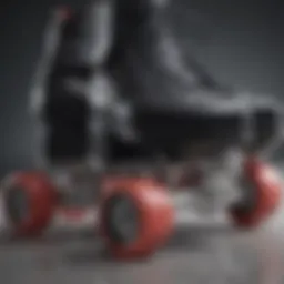 Close-up of YRU roller skates showcasing their unique design elements