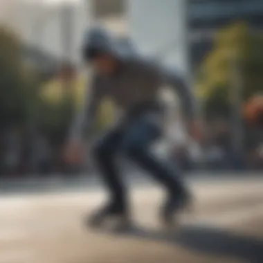 A skater performing a trick in a zip-up hoodie