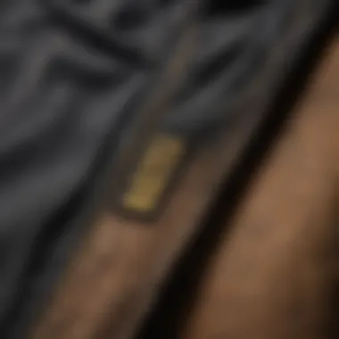 A close-up of the unique fabric and stitching of Zoo York pants.